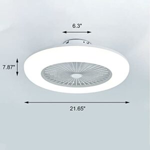 Modern Ceiling Fan with Lights,Adjustable Speed,Remote Control, 22 inch Invisible Acrylic Dimmable Lighting Fan Chandelier for Bedrooms Workout Room in White