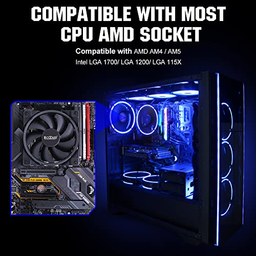 Pccooler Gl-46U CPU Cooler | High Performance CPU Air Cooler with 120mm PWM SilentPro Corona LED Fan | Universal Metal EasySET Pro Bracket | Compatible with Intel LGA 1700/1200/115X AMD AM5/AM4