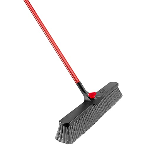 Libman Commercial 1189 24" Multi-Surface Clamp Handle Push Broom, Steel Handle, Red & Black (Pack of 4)