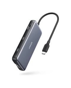 anker 555 usb-c hub (8-in-1), with 100w power delivery, 4k 60hz hdmi port, 10gbps usb c and 2 a data ports, ethernet microsd sd card reader, for macbook pro more