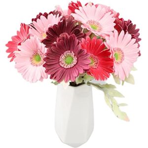 romase 7pcs real touch pu artificial gerbera flower realistic fake daisy flowers bridal wedding bouquet for home garden wedding party decorations (multicolor)