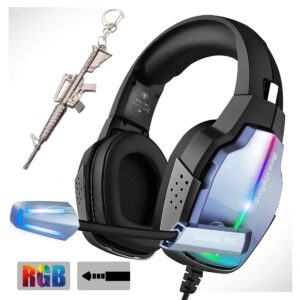 ps4 gaming headset with mic,rgb lights,surround stereo gaming headphones for xbox one pc phone and other 3.5 mm headphone jack,gift for kids…