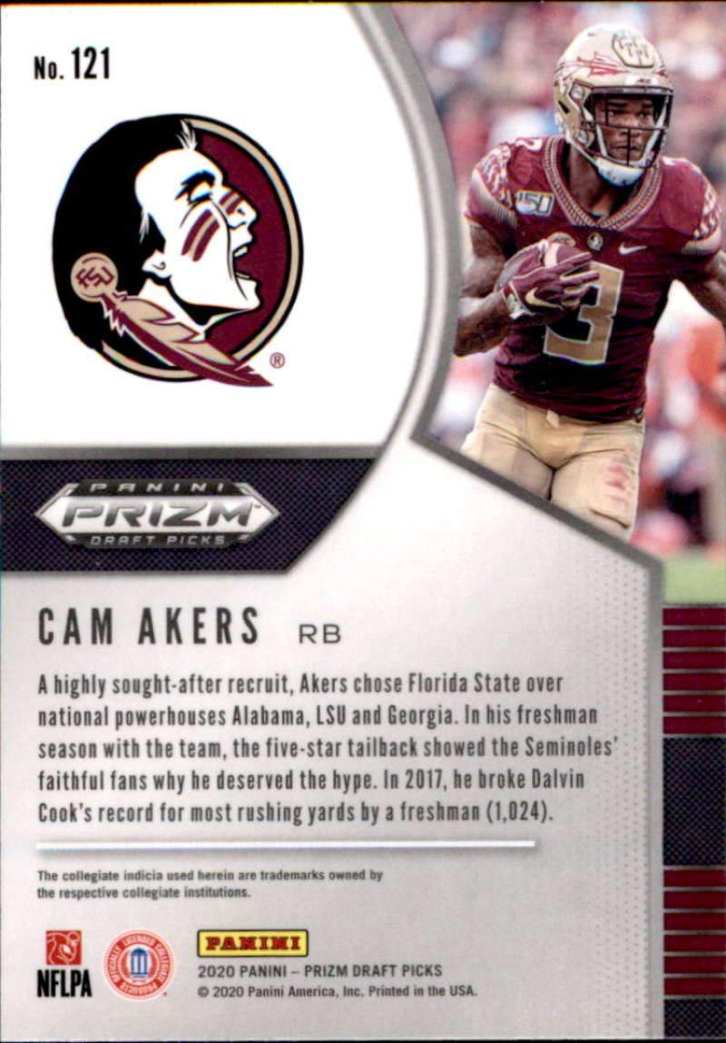 2020 Panini Prizm Draft #121 Cam Akers Draft Picks Florida State Seminoles RC Rookie Football Trading Card