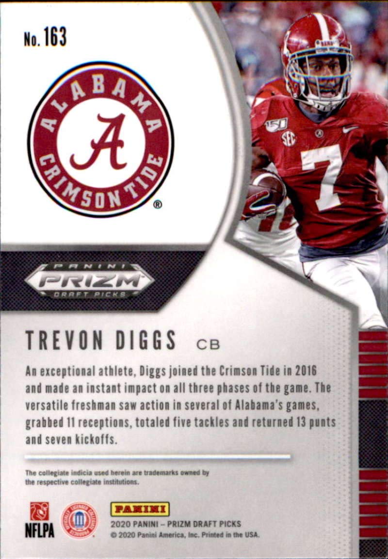 2020 Panini Prizm Draft #163 Trevon Diggs Draft Picks Alabama Crimson Tide RC Rookie Football Trading Card