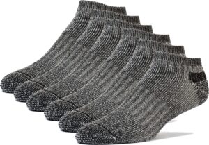 fun toes low cut ankle merino wool mens hiking running socks compression arch support cushioned 6 pairs (black)