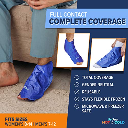 GelPaq Hot-n-Cold Strapless Ice Pack for Ankles, Ankle Ice Pack Wrap for Foot & Ankle Injuries, Excellent for Plantar Fascitis, Achilles Tendonitis Relief, Sport Injuries, Surgery, Sprains & Swelling
