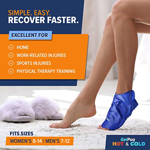 GelPaq Hot-n-Cold Strapless Ice Pack for Ankles, Ankle Ice Pack Wrap for Foot & Ankle Injuries, Excellent for Plantar Fascitis, Achilles Tendonitis Relief, Sport Injuries, Surgery, Sprains & Swelling