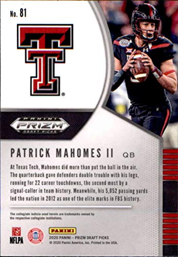 2020 Panini Prizm Draft Picks #81 Patrick Mahomes II Texas Tech Red Raiders Football Card