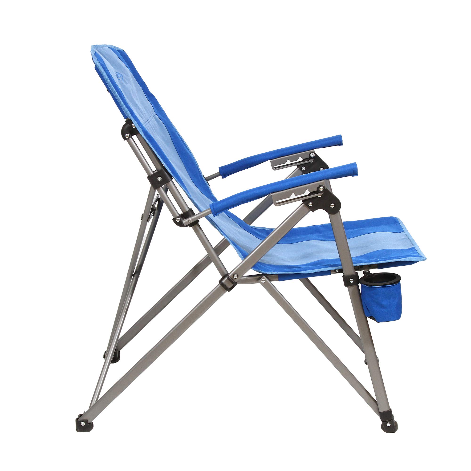 Kamp-Rite Portable Folding Reclining Camping Chair with 3 Positions, Swing Away Cup Holder, and Bag for Camping, Tailgating, and Sports, 325 LB Capacity, 2 Tone Blue