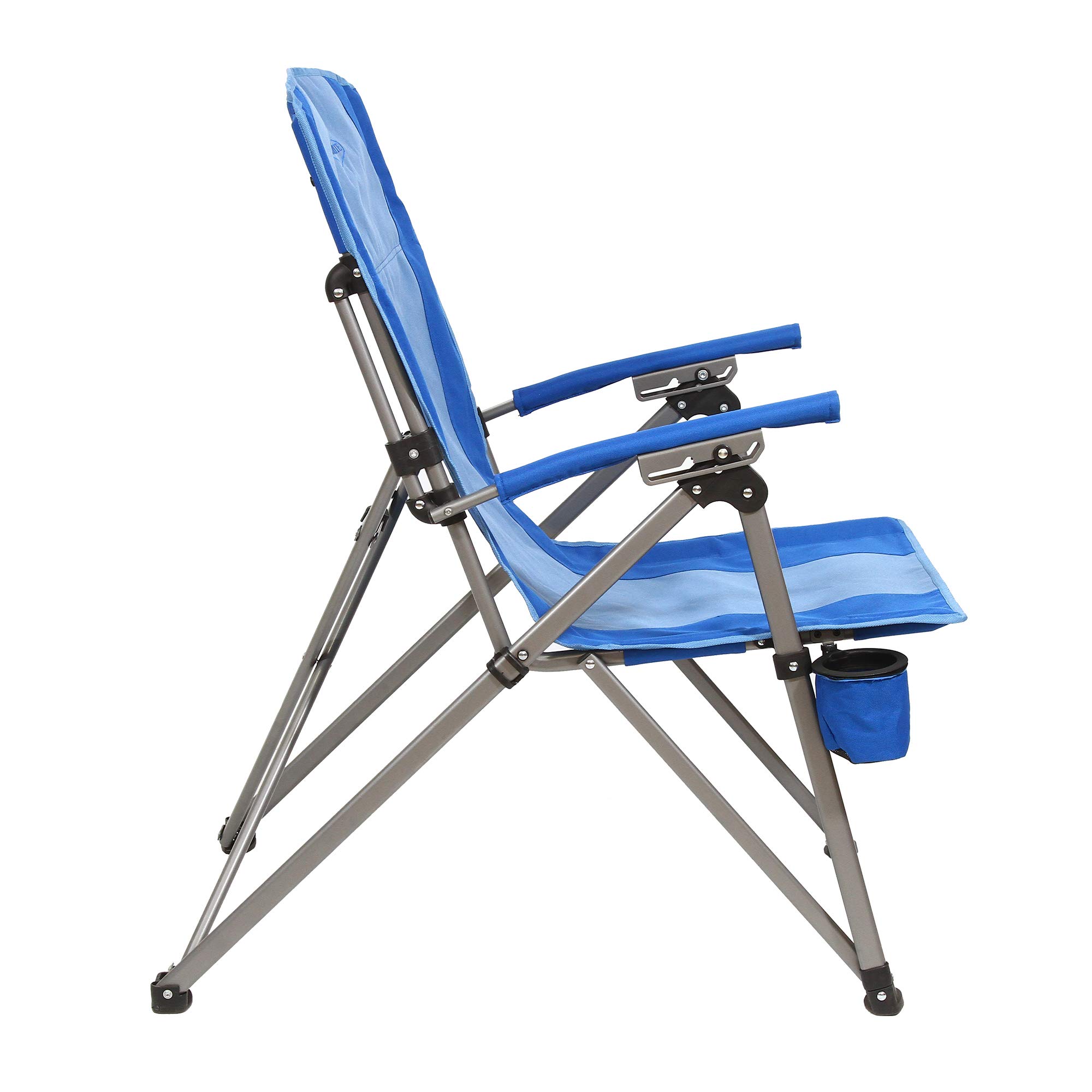 Kamp-Rite Portable Folding Reclining Camping Chair with 3 Positions, Swing Away Cup Holder, and Bag for Camping, Tailgating, and Sports, 325 LB Capacity, 2 Tone Blue