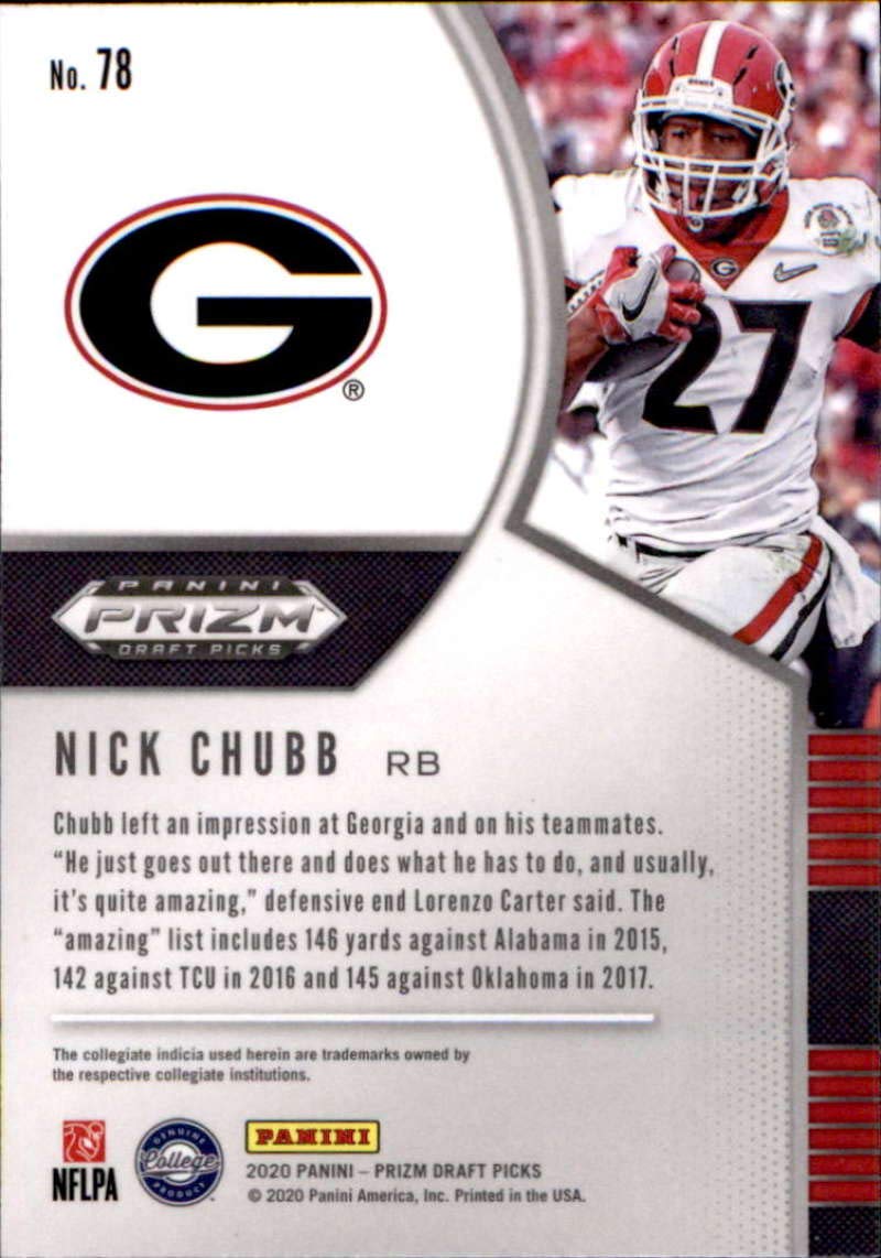 2020 Panini Prizm Draft Picks #78 Nick Chubb Georgia Bulldogs Football Card