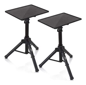 pyle universal laptop projector tripod stand - 2 pcs computer, book, dj equipment holder mount height adjustable up to 35 inches w/ 14'' x 11'' plate size - perfect for stage or studio use plpts2x2