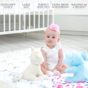 Sophia&Nikolas Baby Monthly Milestone Blanket | Includes Floral Wreath & Headband | 1 to 12 Months | Premium Extra Soft Fleece | Best Photography Backdrop| Mothers Day | Baby Girl