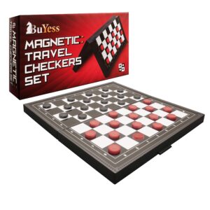 Magnetic Checkers Board Game and Magnetic Checker Pieces, 9.8 x 9.8 inches Mini Portable Travel Set