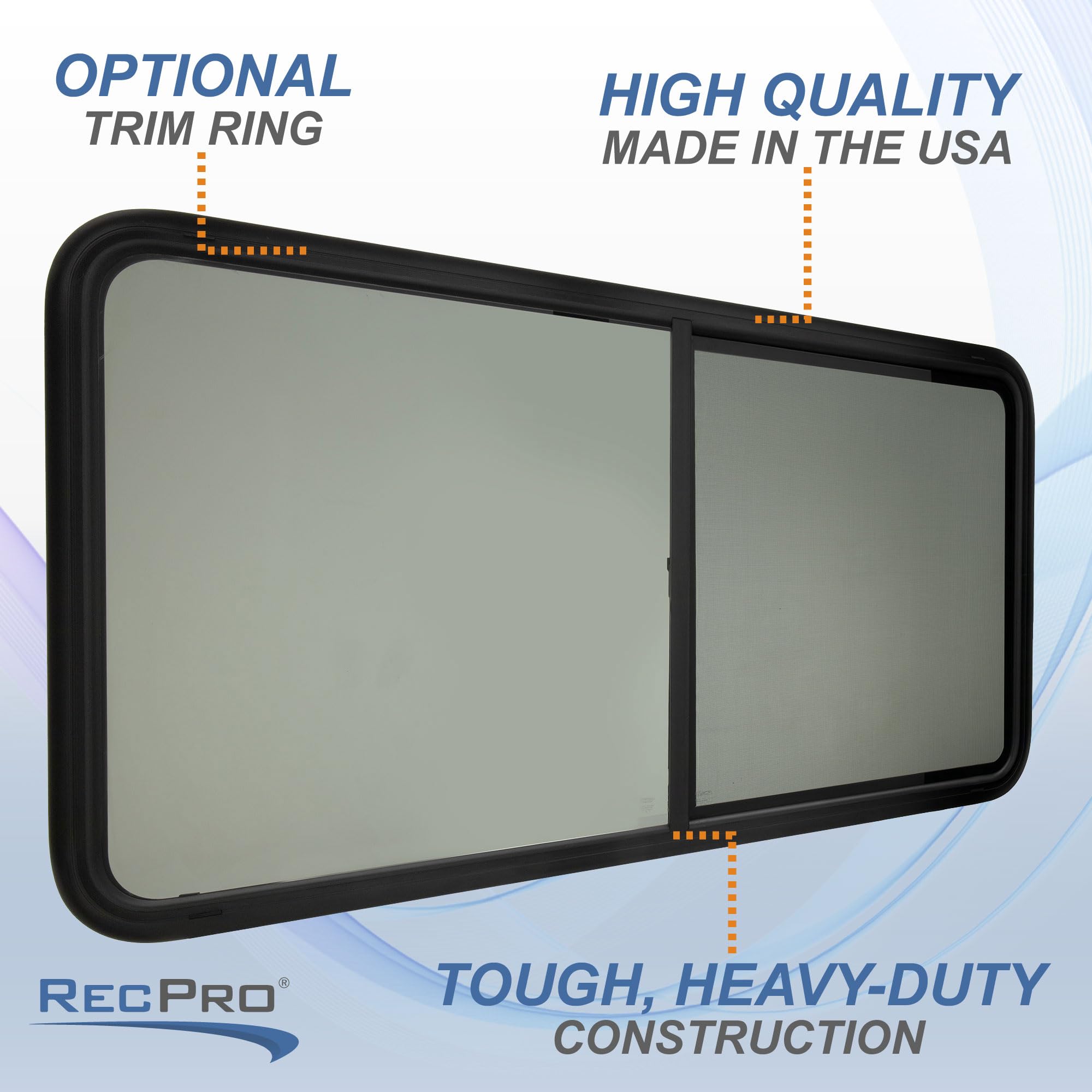 RecPro RV Window | 60" W x 30" H | Teardrop Horizontal Slide | RV Window Replacement | Optional 1 1/2" Trim (1 Window, with Trim) | Made in USA