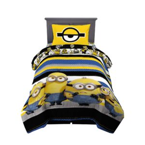 franco kids bedding super soft comforter and sheet set, 4 piece twin size, minions the rise of gru