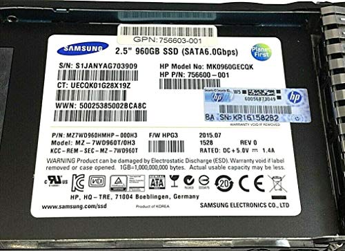 756603-001 756600-001 2.5" SATA 6.0GBPS SSD, 960GB