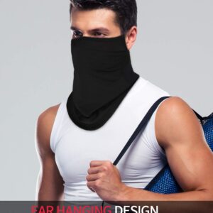 4 Pieces Neck Gaiter Bandana Face Mask with Ear Loops Face Covers Neck Scarf Mask Dust UV Sun Protection for Men Women(Black, Grey and Black)