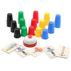 vinciph quick cups games for kids intellectual flying stack cups,stacking cups games parent-child interactive game with 24 picture cards, 30 cups