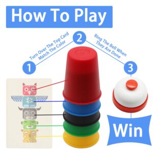 Vinciph Quick Cups Games for Kids Intellectual Flying Stack Cups,Stacking Cups Games Parent-Child Interactive Game with 24 Picture Cards, 30 Cups