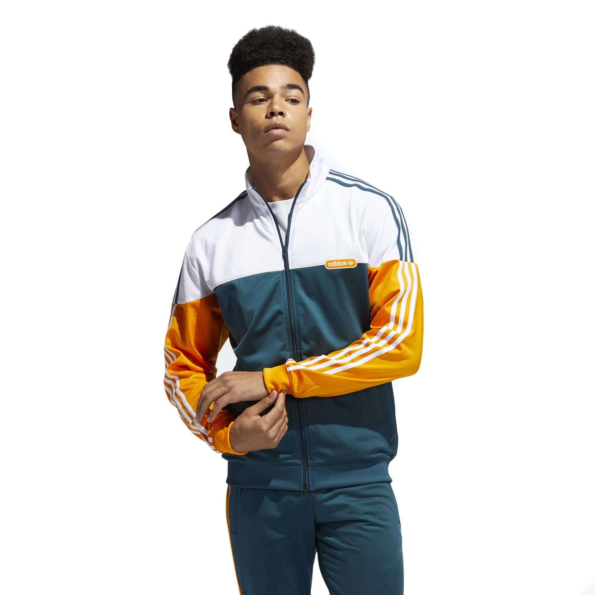 adidas Originals,mens,Split Firebird Track Top,Wild Teal/Crew Orange/White,Small