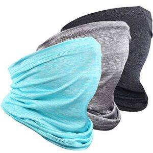 Neck Gaiter Cool Mask for Men, 3 Pack Bandana Face Mask Half Face Scarf Cover Sun UV Protection for Cycling Fishing Gray,Light Blue