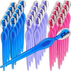 30 pcs womens face razor eyebrow razor trimmer shaver with precision cover, multipurpose face hair removers for women face grooming facial lip razor (rose red, blue, purple)