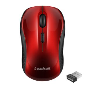 leadsail wireless mouse, 2.4ghz usb, noiseless, compact, portable, 12 months battery life