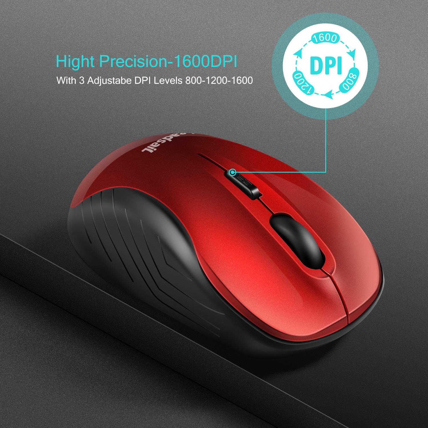 LeadsaiL Wireless Mouse, 2.4GHz USB, Noiseless, Compact, Portable, 12 Months Battery Life