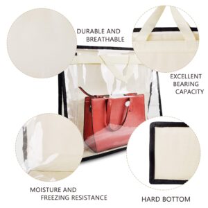 Vercord Clear PVC Handbag Dust-Free Cover Moistureproof Purse Storage Bag Organizer with Handle Zipper Space-Save Holder for Closet Beige XL