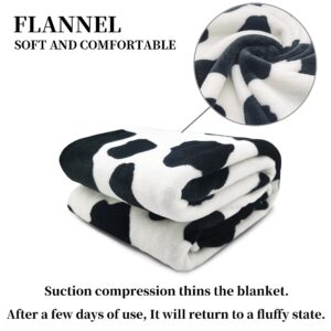 Fleece Cow Print Blanket Black and White Bed Cow Throws Soft Couch Sofa Cozy Warm Small Blankets Plush Gift for Daughter Mom, Bedroom Decor 60x80 inch