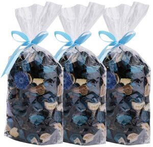 yesland 3 pack potpourri bag, ocean scent fresh perfume sachet of dried flower petals, perfect bowl and vase decorative filler for home & office, 5oz (blue)