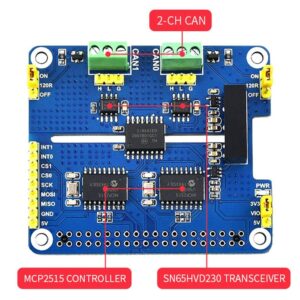 Coolwell Waveshare 2-Channel Isolated CAN Bus Expansion HAT for Raspberry Pi Series Boards MCP2515 + SN65HVD230 Dual Chips Solution Multi Allows 2-CH CAN Communication