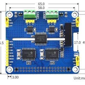 Coolwell Waveshare 2-Channel Isolated CAN Bus Expansion HAT for Raspberry Pi Series Boards MCP2515 + SN65HVD230 Dual Chips Solution Multi Allows 2-CH CAN Communication