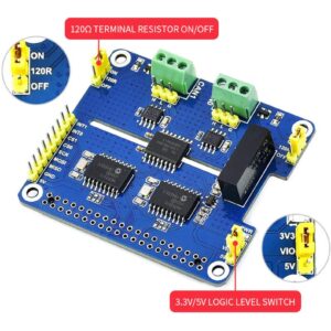 Coolwell Waveshare 2-Channel Isolated CAN Bus Expansion HAT for Raspberry Pi Series Boards MCP2515 + SN65HVD230 Dual Chips Solution Multi Allows 2-CH CAN Communication