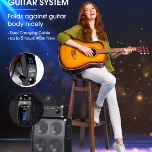 TTSTAR ISAIBELL Wireless Guitar System Instrument System Electric Guitar Transmitter Receiver Rechargeable Bass Accessories Digital Display Stereo Jack Audio Cable Adapter 15Set Frequency