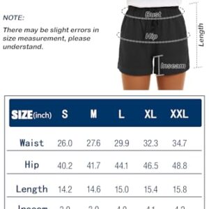 SMENG Womens Pull on Gym Bermuda Jogger Shorts for Women Drawstring Comfy Sleeping Clothes Black Large