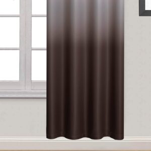 Yakamok Gradient Color Ombre Curtains Thickening Polyester Thermal Insulated Grommet Window Drapes for Living Room/Bedroom (Brown, 2 Panels, 52x72 Inch)