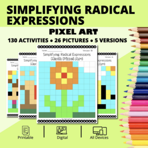 spring: simplifying radical expressions pixel art