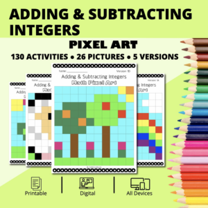 spring: adding & subtracting positive & negative integers pixel art mystery pictures