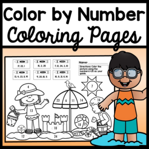 color by number for summer {4 pages!} {coloring pages for numbers 1-25, 25-50, 50-75, 75-100}