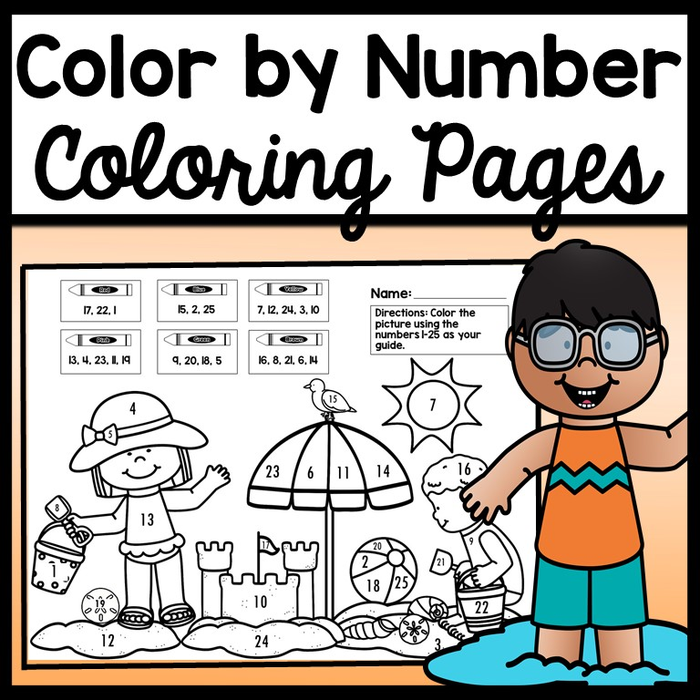 Color by Number for Summer {4 Pages!} {Coloring Pages for Numbers 1-25, 25-50, 50-75, 75-100}