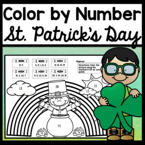 color by number for st. patrick's day {4 pages!} {coloring pages for numbers 1-25, 25-50, 50-75, 75-100}