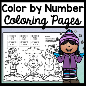 color by number for winter {4 pages!} {coloring pages for numbers 1-25, 25-50, 50-75, 75-100}