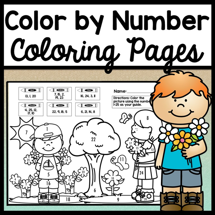 Color by Number for Spring {4 Pages!} {Coloring Pages for Numbers 1-25, 25-50, 50-75, 75-100}