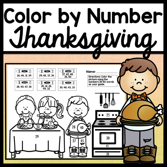 Color by Number for Thanksgiving {4 Pages!} {Coloring Pages for Numbers 1-25, 25-50, 50-75, 75-100}