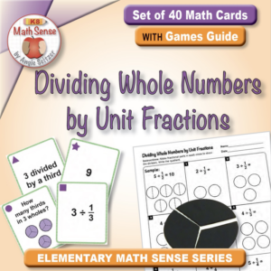 dividing whole numbers by unit fractions: 40 math cards with games guide 5f27