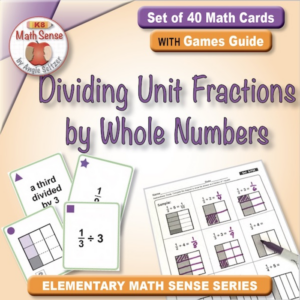 dividing unit fractions by whole numbers: 40 math cards with games guide 5f26