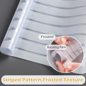 rabbitgoo Window Privacy Film, Frosted Glass Window Film, Window Frosting Film, Decorative Front Door Covering, Anti-UV Static Cling Non Adhesive Window Sticker, Striped Pattern, 35.4 x 118 inches