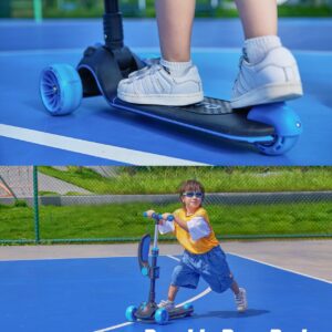RideVOLO K02 Foldable Kick Scooter for 2-6 Years Old Kids, 2-in-1 with Removable Seat, 3 Adjustable Heights, Flashing Wheels and Wide Deck, Max Load 110lbs, Outdoor Activities, Gift for Boy/Girl Black